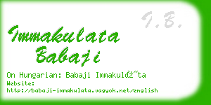 immakulata babaji business card